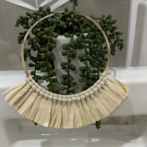 Anthropologie Raffia Pearl Necklace